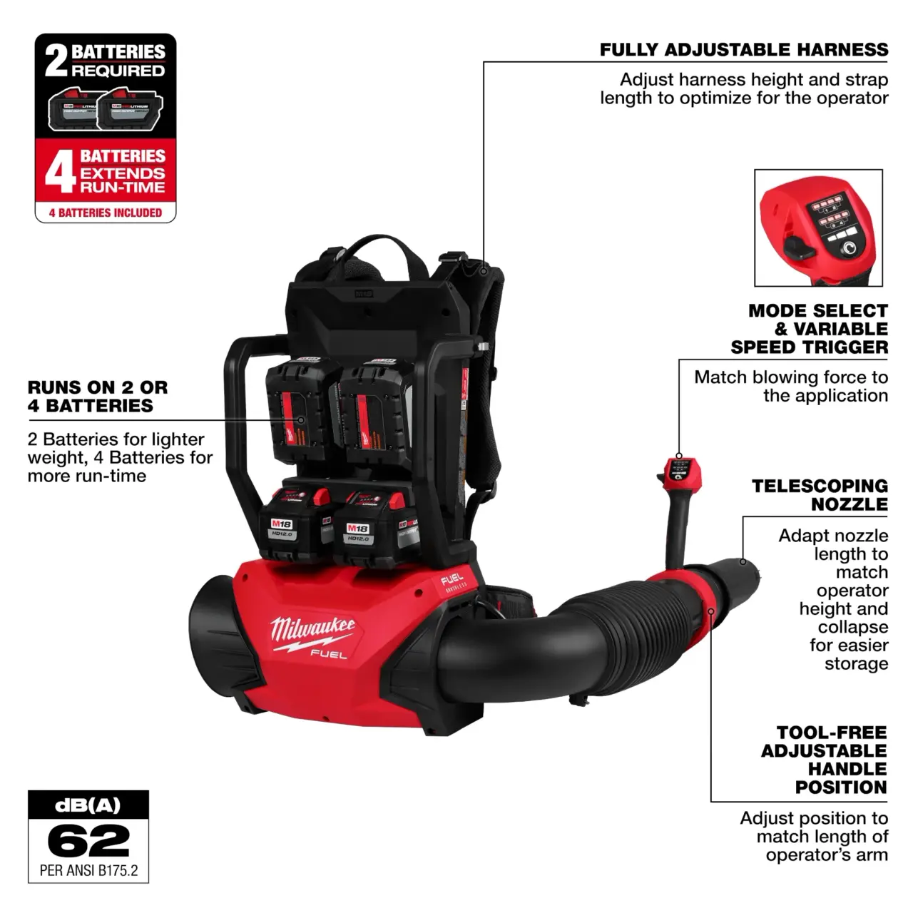 M18 FUEL™ Dual Battery Backpack Blower Kit - Image 3