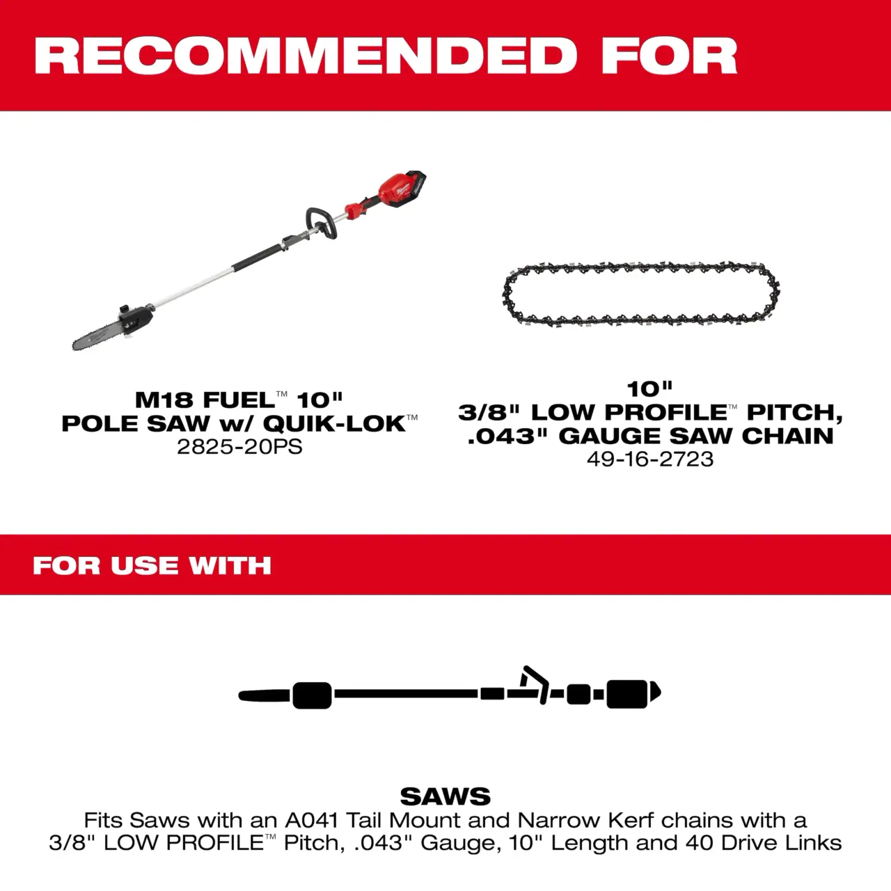 10" 3/8" LOW PROFILE™ Pitch, .043" Gauge Guide Bar - Image 2