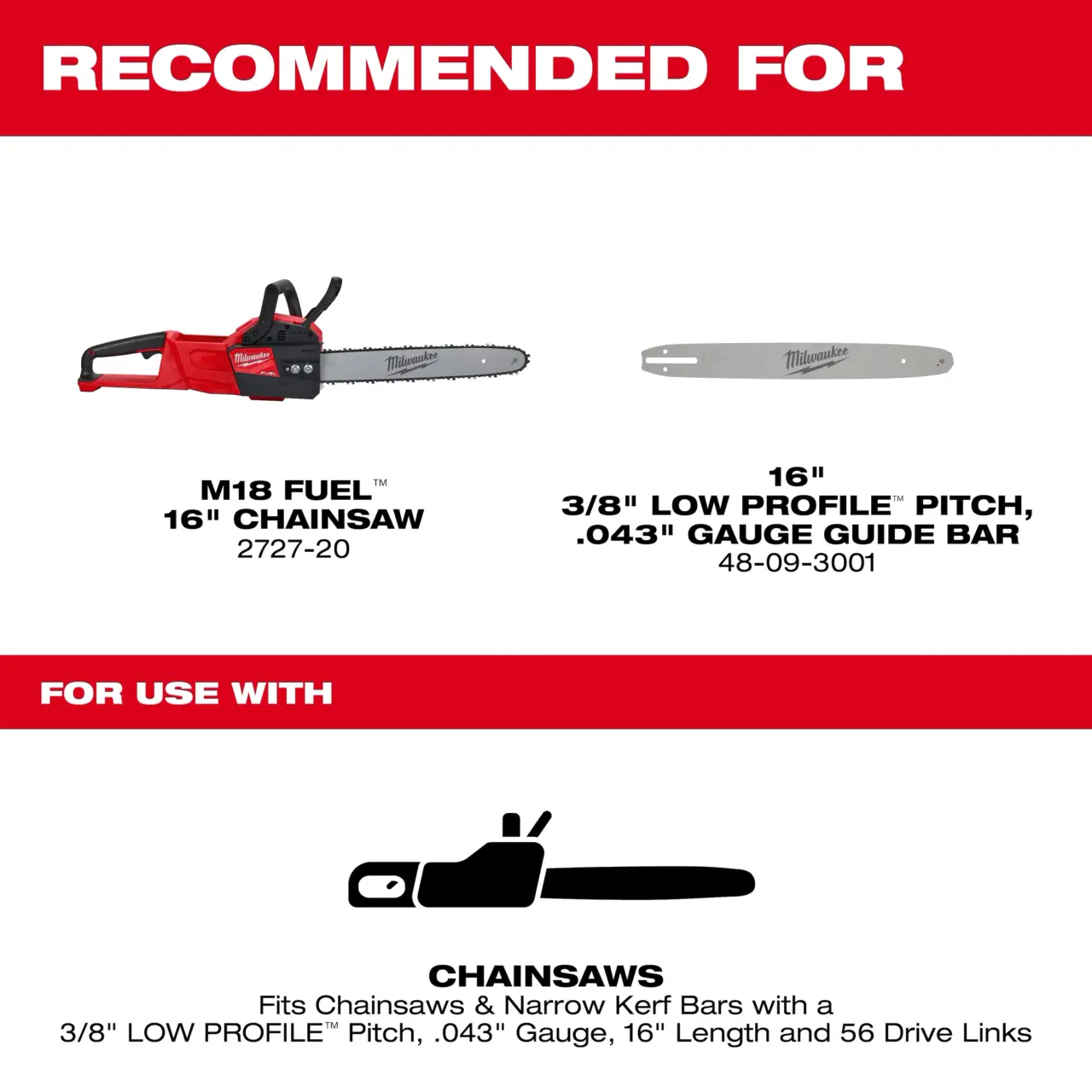 16" 3/8" LOW PROFILE™ Pitch, .043" Gauge Saw Chain - Image 3