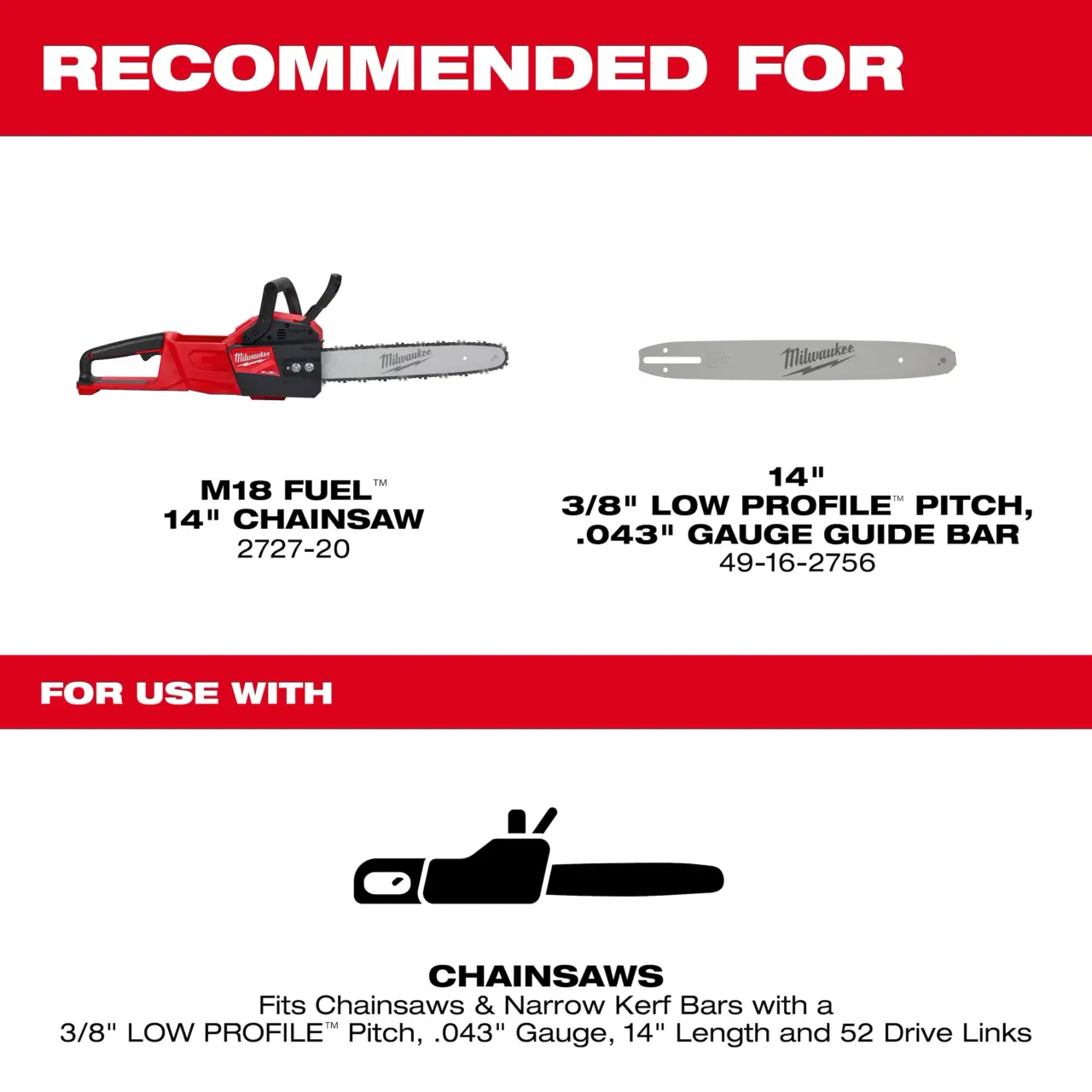 14" 3/8" LOW PROFILE™ Pitch, .043" Gauge Saw Chain - Image 2
