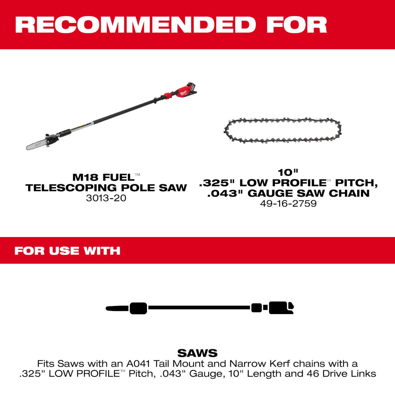 10" .325" LOW PROFILE™ Pitch, .043" Gauge Guide Bar - Image 3